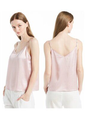 LilySilk V Neckline 100% Mulbery Silk Spaghetti Straps Cami Camisole S US 4-6